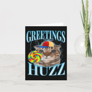 Tarjeta Meme del gato Lollipop Saluda a Huzz Gracioso Gato