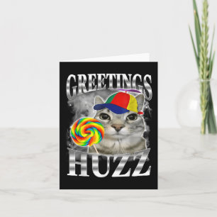 Tarjeta Meme del gato Lollipop Saludos a Huzz Gracioso Gat
