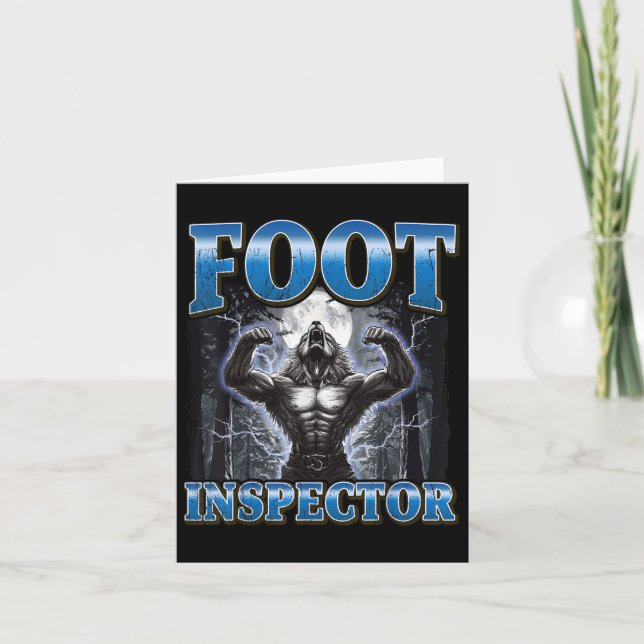 Tarjeta Meme del inspector de pies Funny Werewolf (Anverso)
