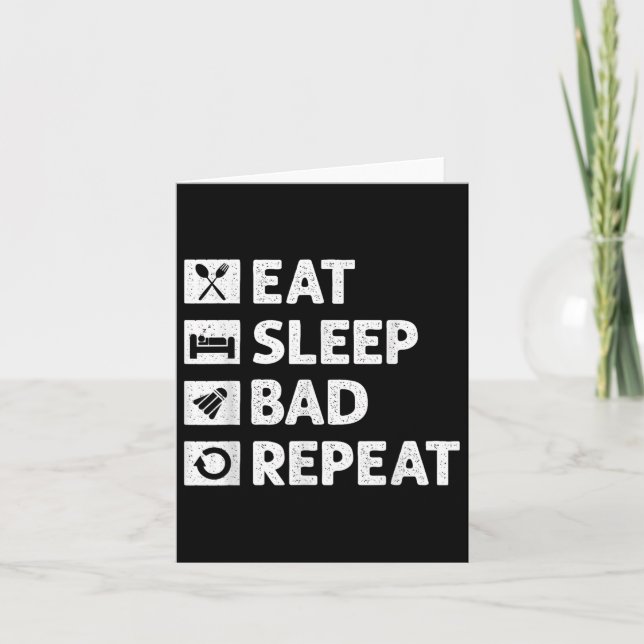 Tarjeta Meme del lanzador divertido Badminton Eat Sleep Re (Anverso)