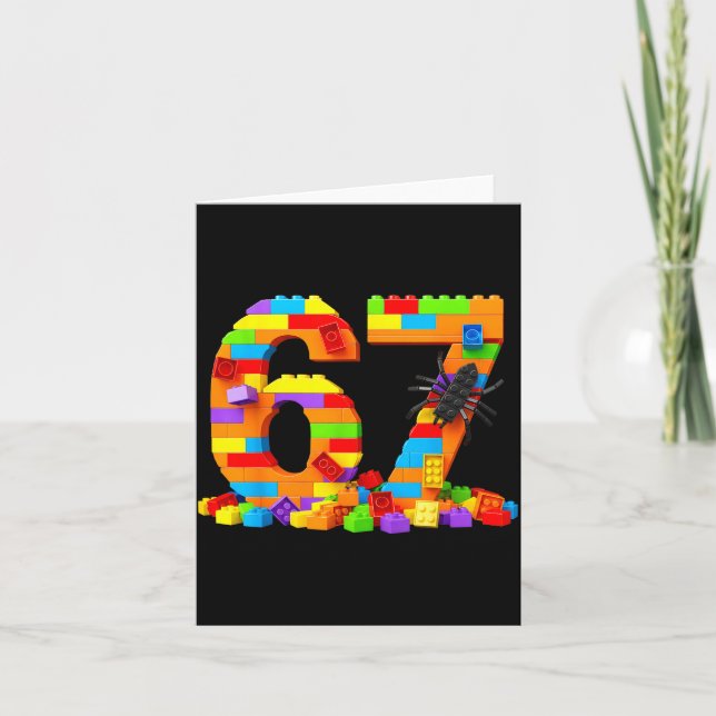 Tarjeta Meme del número 67 Seis Siete 6 7 Bloques de const (Anverso)