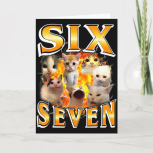 Tarjeta Meme divertido 67 Seis Siete Gato Meme Bootleg Gra