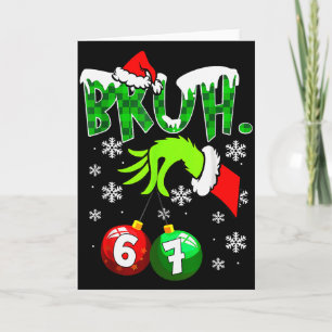 Tarjeta Meme Divertido Bruh 6-7 Navidad Familiar Coinciden