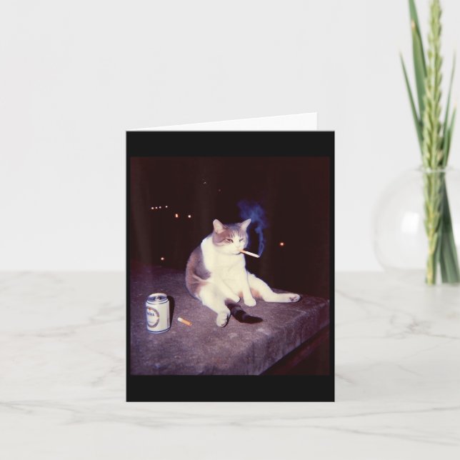 Tarjeta Meme divertido Cigarette Kitten Brainrot Silly (Anverso)