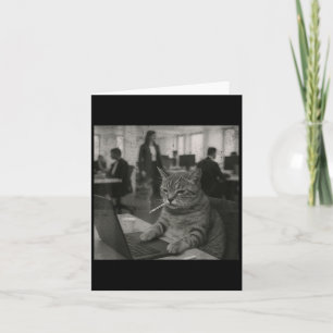 Tarjeta Meme Divertido de Gato Fumando Cigarrillo en el Tr