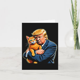 Tarjeta Meme Divertido de Trump Abrazando Gato Naranja Ele