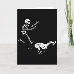 Tarjeta Meme Divertido Galgo Corriendo Esqueleto Halloween