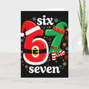 Tarjeta Meme Divertido Seis Siete 67 Elfo 6 7 Santa Navida