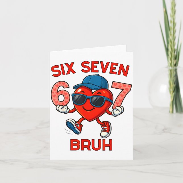 Tarjeta Meme Funny 67 Six Seven Bruh Heart Valentines Men  (Anverso)