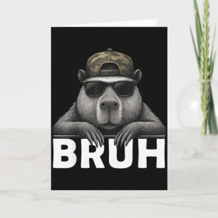 Tarjeta Meme Gráfico Divertido Capybara Bruh Para Chicos C
