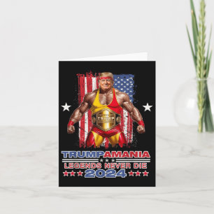 Tarjeta Meme Trumpamania 2024 de lucha divertida retro Tru