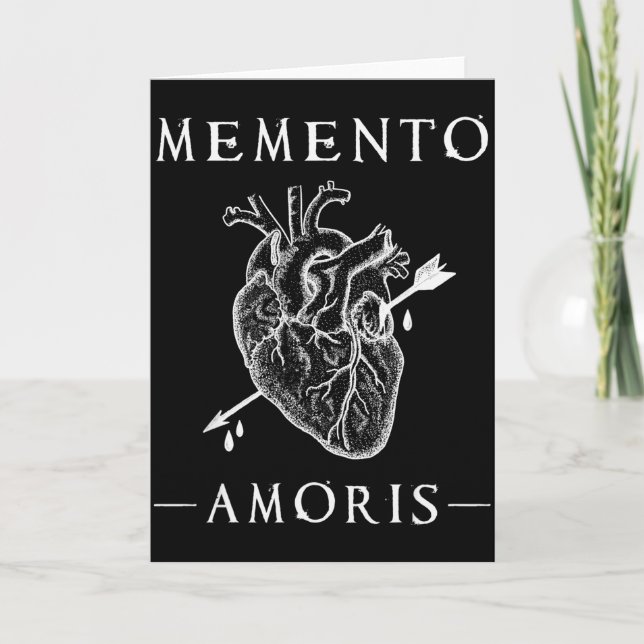 Tarjeta Memento Amoris. Corazón Sangrante y gótico de flec (Anverso)