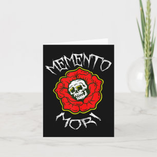Tarjeta Memento Mori Tattoo Tradicional Flor y calavera
