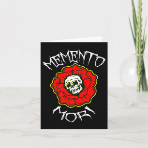 Tarjeta Memento Mori Tattoo Tradicional Flor y calavera
