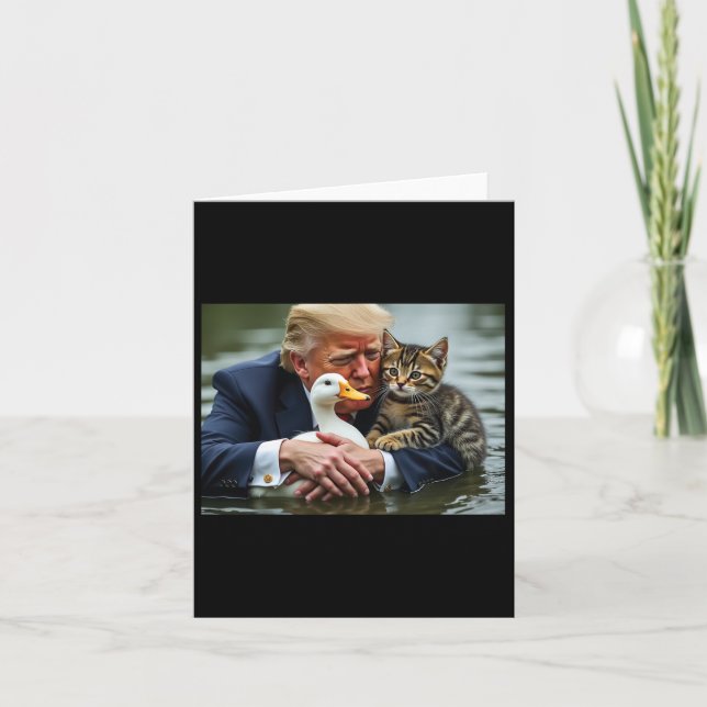 Tarjeta Memes Divertidos de Gatos y Patos de Trump Navidad (Anverso)