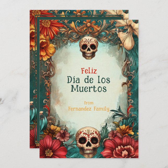 Tarjeta 💀 🎉 Memoir Día de Muertos (Anverso / Reverso)