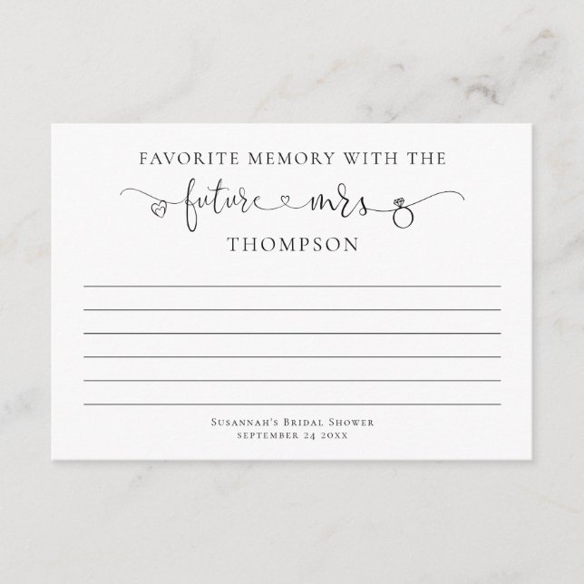 Tarjeta Memoria favorita con la futura ducha nupcial de la (Anverso)