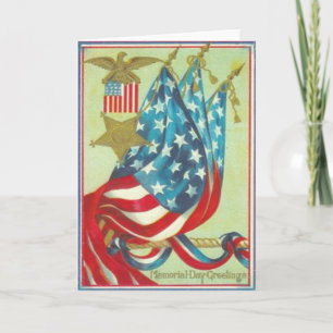 Tarjeta Memorial Day de Eagle de la estrella del oro de la