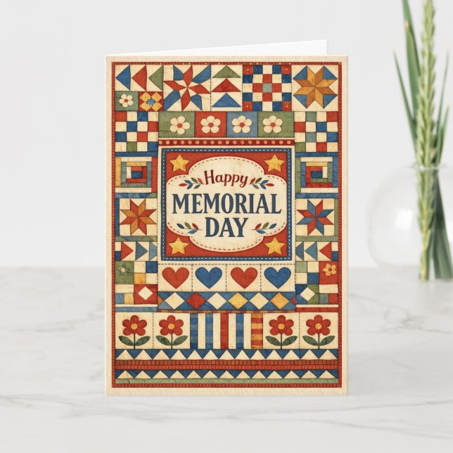 Tarjeta Memorial Day Patchwork Quilt  (Anverso)