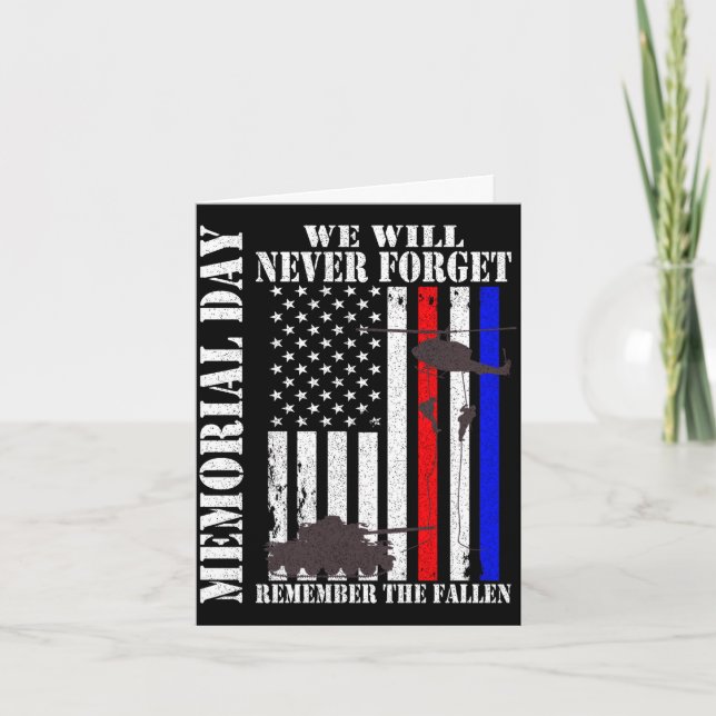 Tarjeta Memorial day we will never forget remember Memoria (Anverso)