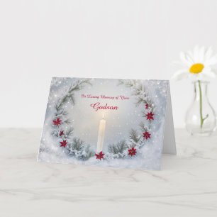 Tarjeta Memorial de Godson en la velas de los Navidades