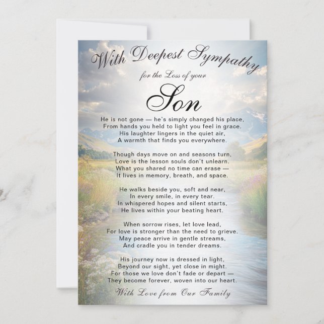 Tarjeta Memorial de la pérdida de un hijo  (Anverso)