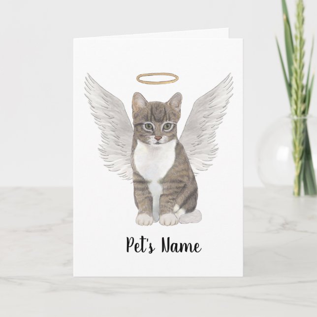 Tarjeta Memorial de la simpatía del gato Gray Tabby (Anverso)