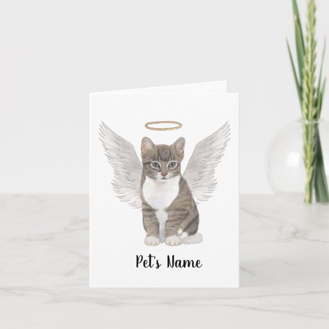 Tarjeta Memorial de la simpatía del gato Gray Tabby (Anverso)