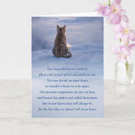 Tarjeta Memorial de pérdida de gato con vela de poema