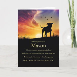 Tarjeta Memorial de simpatía por perro con nombre personal