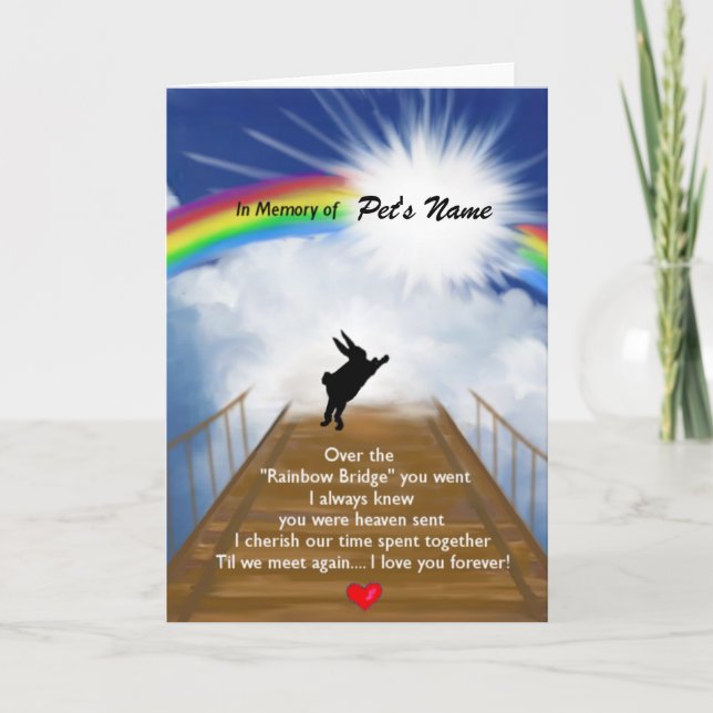 Tarjeta Memorial del puente arcoiris para los conejos (Anverso)