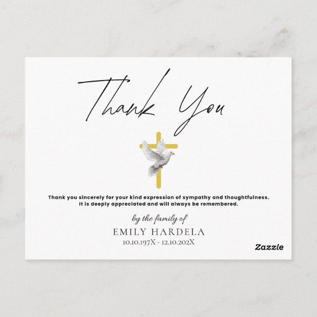 Tarjeta Memorial Funeral - Doble de Cruz y Acuarel (Reverso)