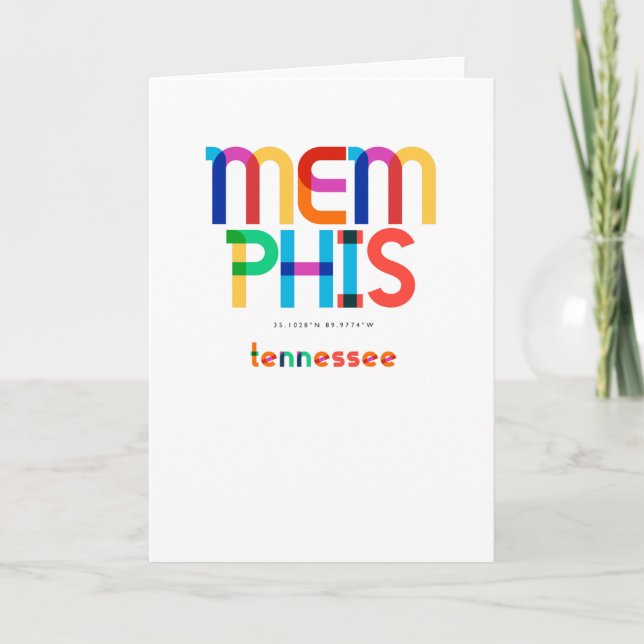 Tarjeta Memphis Tennessee Mid Century, Pop Art, (Anverso)