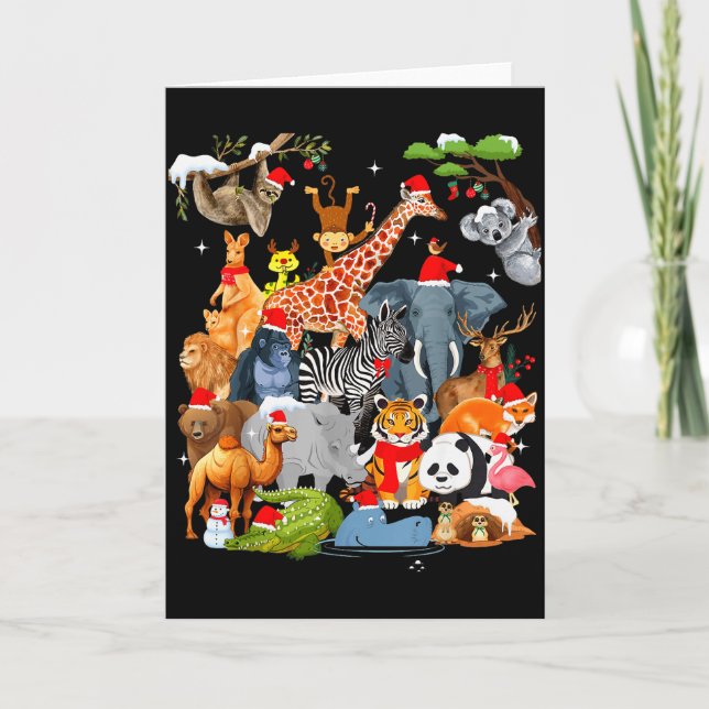 Tarjeta Men Women Kids Wildlife Zoo Day Christmas Party 22 (Anverso)