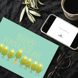 Tarjeta Menorá de aceitunas de Hanukkah | Logo corporativo