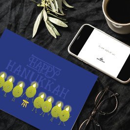 Tarjeta Menorá de aceitunas de Hanukkah | Logotipo corpora