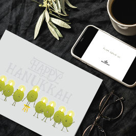 Tarjeta Menorá de aceitunas de Hanukkah | Logotipo corpora