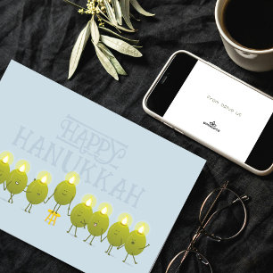 Tarjeta Menorá de aceitunas de Hanukkah Logotipo corpora