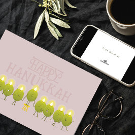 Tarjeta Menorá de aceitunas de Hanukkah | Logotipo corpora