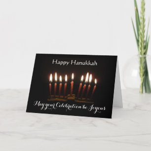 Tarjeta Menorá encendida Feliz Janucá