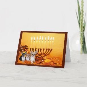 Tarjeta Menorah1 de Chanukah de la chihuahua