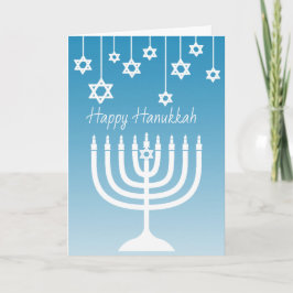 Tarjeta Menorah azul y blanco Jánuca feliz