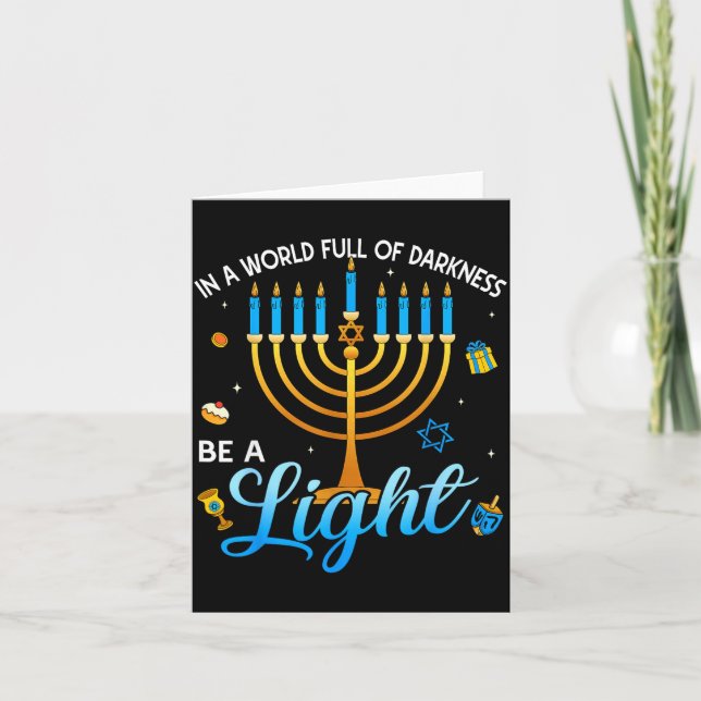 Tarjeta Menorah Be A Light Happy Hanukkah Shirts For Men W (Anverso)