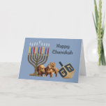 Tarjeta Menorah Dreidel1 de Chanukah del Dachshund<br><div class="desc">Recordar la familia y a amigos durante la estación de Chanukah es una manera maravillosa de permanecer en contacto con la gente que usted ama y que cuida alrededor. Creé éstos las tarjetas de Chanukah del perro con amor y el cuidado y yo estamos seguros que cualquier persona que ame...</div>