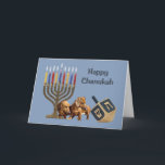 Tarjeta Menorah Dreidel1 de Chanukah del Dachshund<br><div class="desc">Recordar la familia y a amigos durante la estación de Chanukah es una manera maravillosa de permanecer en contacto con la gente que usted ama y que cuida alrededor. Creé éstos las tarjetas de Chanukah del perro con amor y el cuidado y yo estamos seguros que cualquier persona que ame...</div>