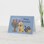 Tarjeta Menorah Dreidel5 de Chanukah del golden<br><div class="desc">Recordar la familia y a amigos durante la estación de Chanukah es una manera maravillosa de permanecer en contacto con la gente que usted ama y que cuida alrededor. Creé éstos las tarjetas de Chanukah del perro con amor y el cuidado y yo estamos seguros que cualquier persona que ame...</div>