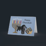 Tarjeta Menorah Dreidel de Chanukah del caniche<br><div class="desc">Recordar la familia y a amigos durante la estación de Chanukah es una manera maravillosa de permanecer en contacto con la gente que usted ama y que cuida alrededor. Creé éstos las tarjetas de Chanukah del perro con amor y el cuidado y yo estamos seguros que cualquier persona que ame...</div>