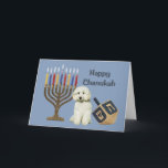 Tarjeta Menorah Dreidel de Chanukah del caniche<br><div class="desc">Recordar la familia y a amigos durante la estación de Chanukah es una manera maravillosa de permanecer en contacto con la gente que usted ama y que cuida alrededor. Creé éstos las tarjetas de Chanukah del perro con amor y el cuidado y yo estamos seguros que cualquier persona que ame...</div>