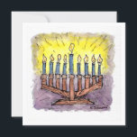 Tarjeta Menorah Watercolor Hanukkah Card<br><div class="desc">"Menorah" es una pintura original de tinta y acuarela impresa en una tarjeta de dos caras. El reverso se deja en blanco para que añadas tus propios saludos de Hanukkah.</div>