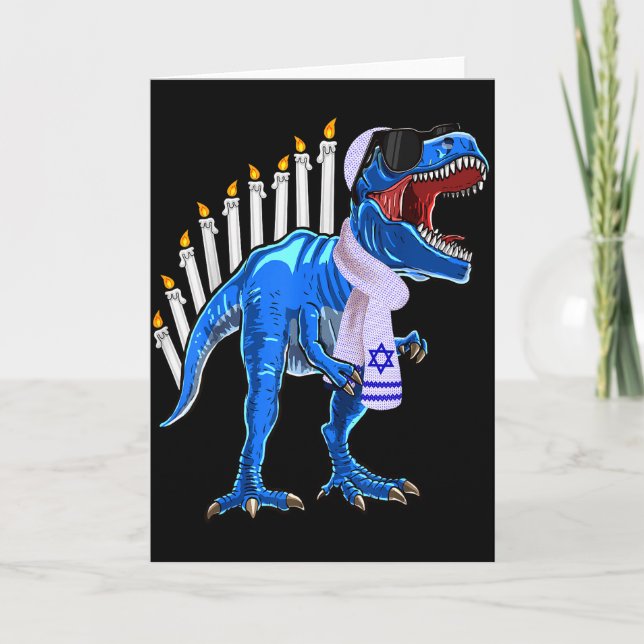 Tarjeta Menorasaurus Rex Shirt T Rex Dinosaur Hanukkah Gif (Anverso)
